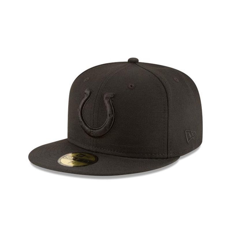 NFL Indianapolis Colts Black On Black 59Fifty Fitted (MHD9972) - Black New Era Caps